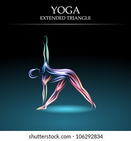 Yoga Pose, Extended Triangle, Eps10 Vector