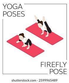Yoga Pose Firefly Isometric Vector Set