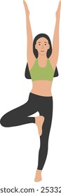 Yoga Pose Girl Cartoon Illustration. Flat Vector Character Design