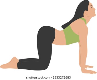 Yoga Pose Girl Cartoon Illustration. Flat Vector Character Design