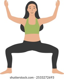 Yoga Pose Girl Cartoon Illustration. Flat Vector Character Design
