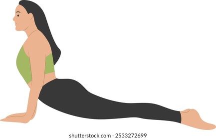 Yoga Pose Girl Cartoon Illustration. Flat Vector Character Design