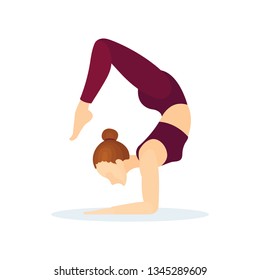 Yoga Pose.  Yoga girl character in yoga position. 
Young woman practicing yoga. Vector illustration. Part of set.
