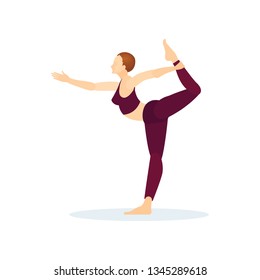 Yoga Pose.  Yoga girl character in yoga position. 
Young woman practicing yoga. Vector illustration. Part of set.
