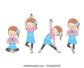 Yoga Pose Girl Stock Illustration Set