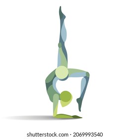 Yoga pose, gymnastics, acrobatics, smooth shapes vector silhouette of flexy athletic girl, asanas.