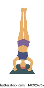 Yoga pose headstand. color vector illustration isolated on white background