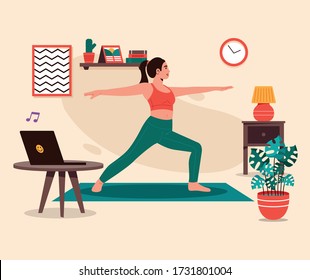 Yoga Pose at Home Vector illustration