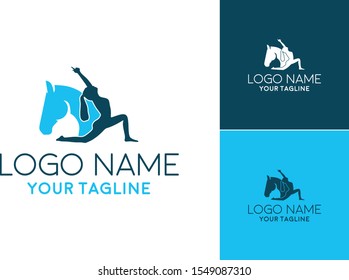 Yoga pose horse design vector icon symbol template