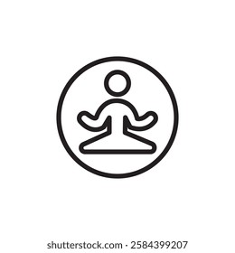 Yoga pose icon black and white vector outline sign