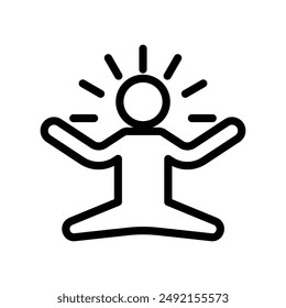 Yoga pose icon linear logo mark in black and white