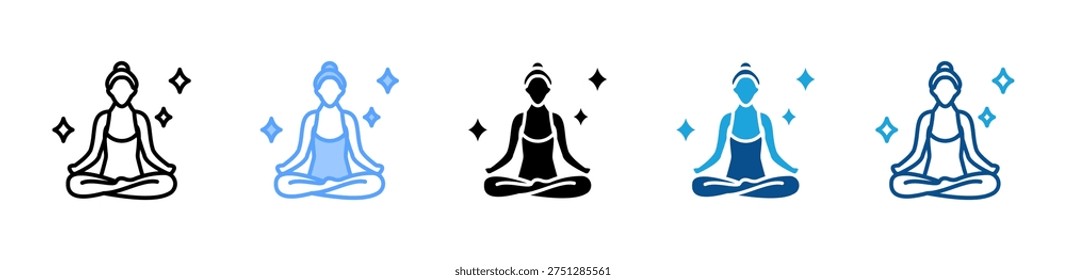 Yoga Pose icon multiple style and collection