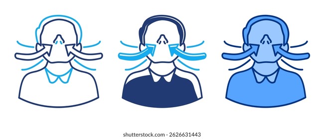 Yoga Pose icon represented by man Yoga Pose Blue, Dualline, Dualtone style.