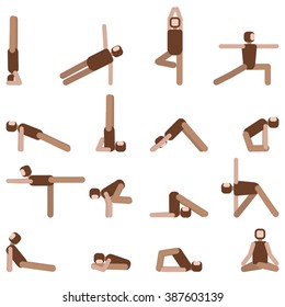 Yoga pose icon set. Collection of asanas.Vector illustration.
