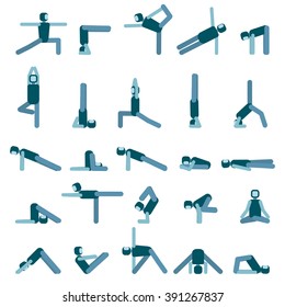 Yoga pose icon set. Collection of asanas.Vector illustration.