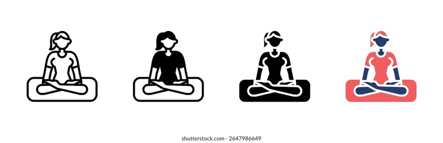 Yoga Pose icon sheet multiple style collection