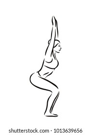 Yoga pose illustration on white backgroundRelax and meditate. Healthy lifestyle. Balance training.