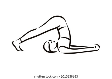 Yoga pose illustration on white backgroundRelax and meditate. Healthy lifestyle. Balance training.