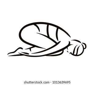 Yoga pose illustration on white backgroundRelax and meditate. Healthy lifestyle. Balance training.