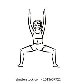 Yoga pose illustration on white backgroundRelax and meditate. Healthy lifestyle. Balance training.