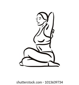 Yoga pose illustration on white backgroundRelax and meditate. Healthy lifestyle. Balance training.
