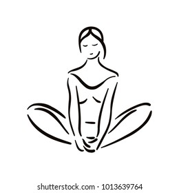 Yoga pose illustration on white backgroundRelax and meditate. Healthy lifestyle. Balance training.