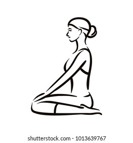 Yoga pose illustration on white backgroundRelax and meditate. Healthy lifestyle. Balance training.