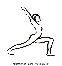 Yoga pose illustration on white backgroundRelax and meditate. Healthy lifestyle. Balance training.