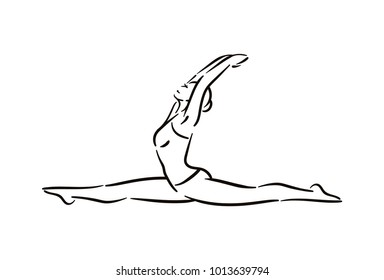 Yoga pose illustration on white backgroundRelax and meditate. Healthy lifestyle. Balance training.
