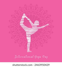 Yoga Pose Line Art with Pink Background