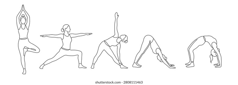 yoga pose line art set