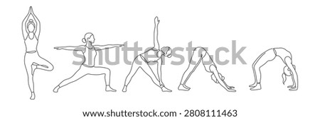 yoga pose line art set
