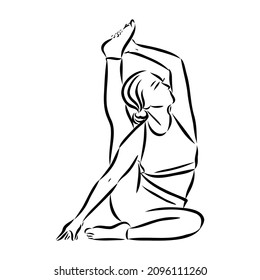 yoga pose. Line drawing. Healthy life concept -Vector Illustration