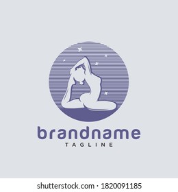 Yoga Pose Logo Design Vector Image