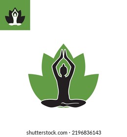 YOGA POSE LOGO, silhouette of human in maditation vector illustrations