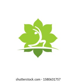 Yoga Pose Lotus logo design emblem meditation vector Isolated