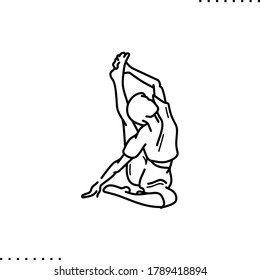 Yoga pose and meditation vector icon in outline