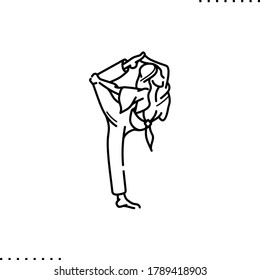 Pone de yoga y icono del vector de meditación en contorno