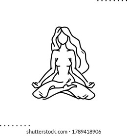 Yoga pose and meditation vector icon in outline