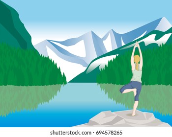 Yoga pose · Nature /  vector image of illustration material
