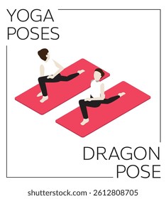 Yoga Pose Open Wing Isometric Vector Set