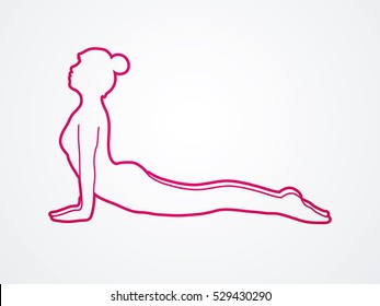 Yoga pose outline graphic vector.