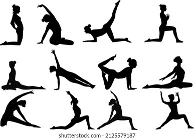 yoga pose posing silhouette illustration