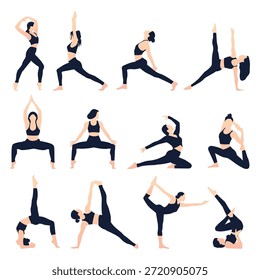 Yoga Pose Secuencia Ilustración plana