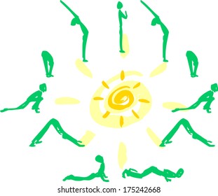 Yoga pose sequence. How to do Sun Salutation.