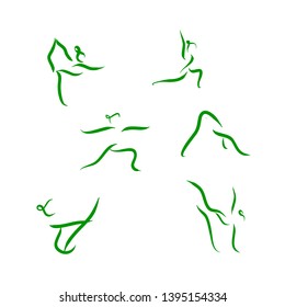 Yoga Pose Set Logo Simple Healty life