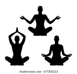 Yoga pose set on a white background