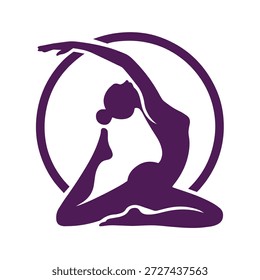 Yoga-Pose Silhouette im kreisförmigen Rahmen einzeln auf transparentem Hintergrund Symbol