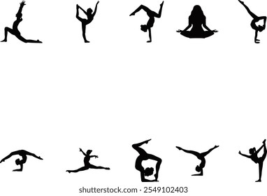 Yoga Pose Silhouette Element Set