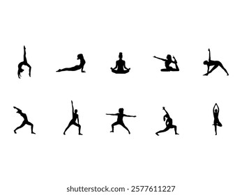 Yoga Pose Silhouette Element Set